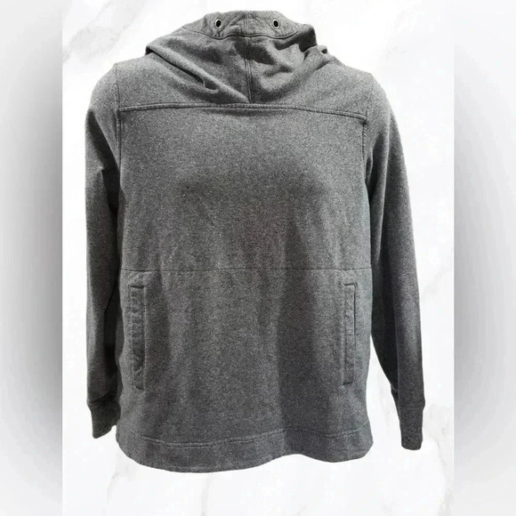 Lululemon grey breathable cotton blend hooded  long sleeve yoga run sweatshirt 4 - Picture 1 of 3